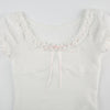 Lace Trim Cute Bow Cropped Top