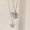 Pink Crystal Heart Necklace