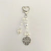 White pearl bow & heart keychain