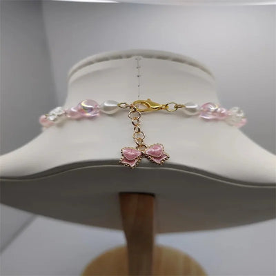 Strawberry bow pearl necklace