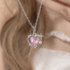 Pink Crystal Heart Necklace