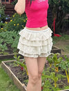 Lace Tierred Pleated Skirt