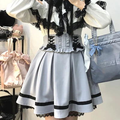 Gothic Ribbon Skirt Women