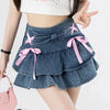 Skirt Bow Lace Jean Skirt