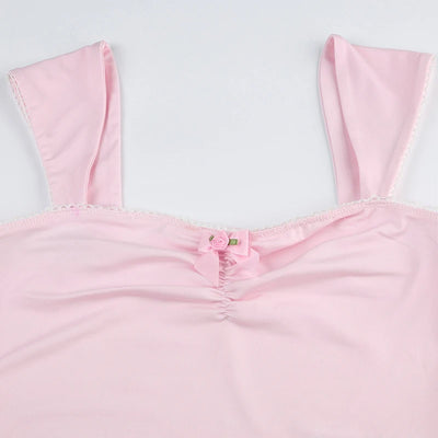 Coquette Pink Bow Stitched Crop Top